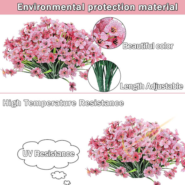 Violte 8 st konstgjorda blommor utomhus UV-beständiga