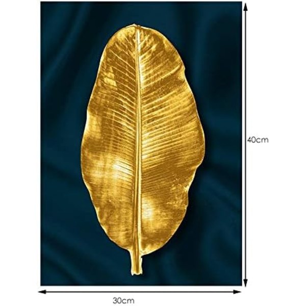 3 st gyllene bananblad dekorativa målningar kärna väggmålning Ro