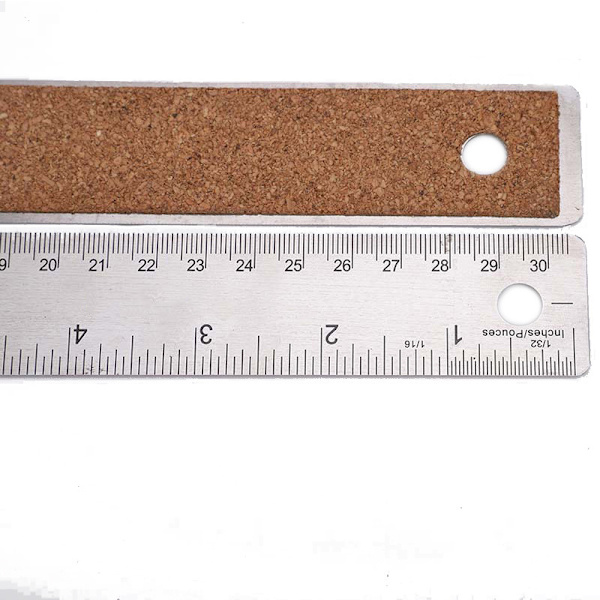 Metall linjal 300mm, sklisikker korklinjal, stållinjal, kontorlinjal