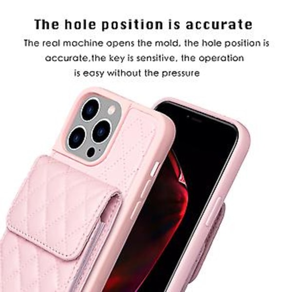 Pystytaskullinen PU-nahkainen kotelo iPhone 15 Pro Maxille (Vaaleanpunainen)