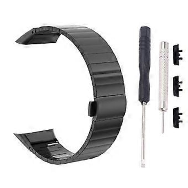 Smartklokkearmbånd i rustfritt stål for Huawei Honor Band 6 Smartklokke Dobbel Snap-spenne Solid rustfritt stål armbånd (1 svart)