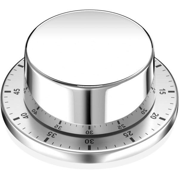 Mekanisk kökstimer, adsorberbar magnetisk timer, återanvändbar vattentät timer i rostfritt stål, 60 M