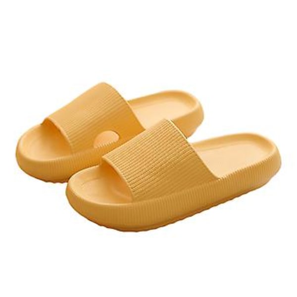 Slippers med tykk såle for kvinner og menn, komfortable lette sandaler for strandferie (3839 Gul)