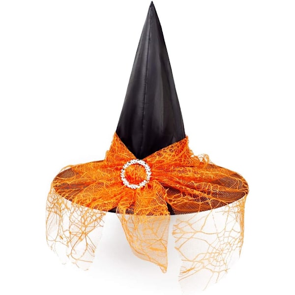 2 st Halloween Häxhatt Kostym Cosplay Hatt med Snygg Mesh Cr