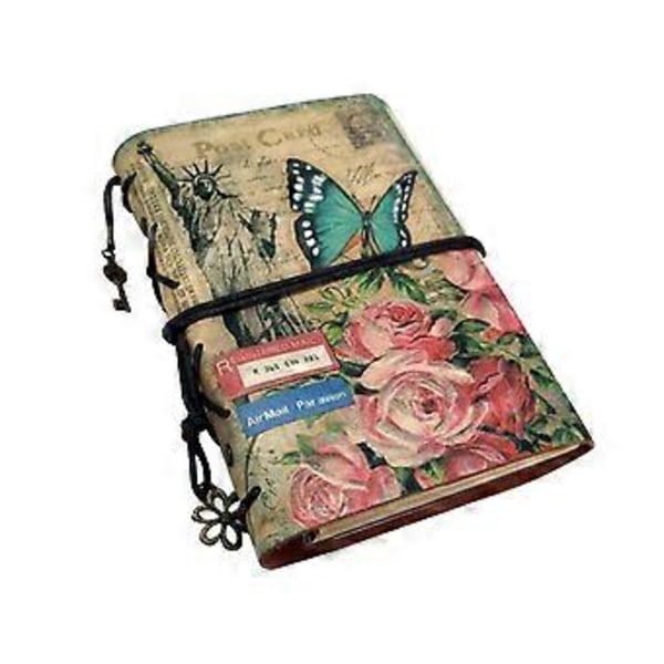 PU Læder Journal Daglig Notesbog Vintage Spiralbundet Notesbog Genopfyldelig Skitsebog Retro Dagbog med Lynlåslomme til Rejseplanlægger