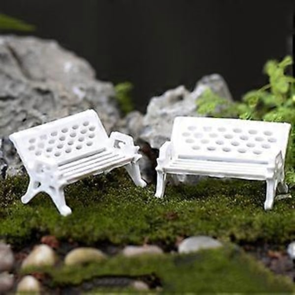 2 stk. Mini Parkbenk Hagepynt Miniatyr Håndverk Eventyr Dukkehus Dekor Qinhai(M )