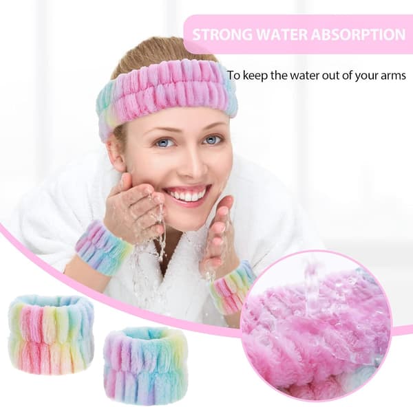 3-pack pannband för spa för handled och ansiktsrengöring, ansiktsmakeup, mikrofiber
