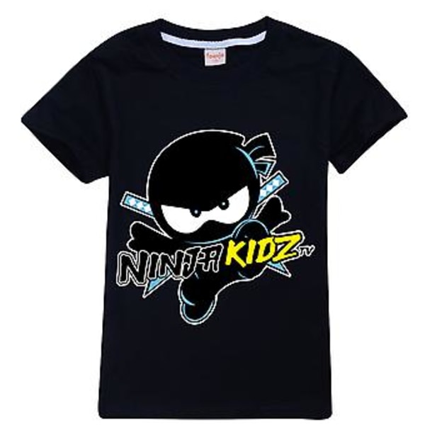 Barn Ninja Kidz Tv Cartoon Tryckt T-shirt Casual Sommar Kortärmad Toppar Pojkar Flickor Present För 5-12 år (5-6 År Svart)