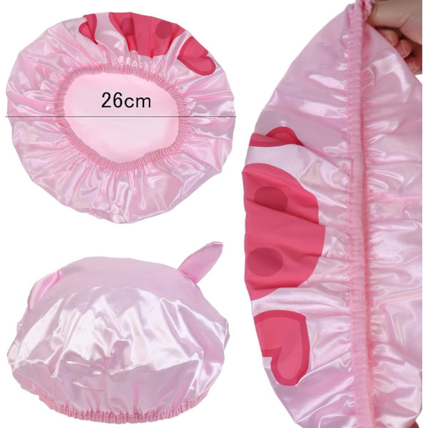 （Pig Pink）Barne Dusjhette Dobbelt Lag Vanntett Dyr Badehetter for Gutt Jente