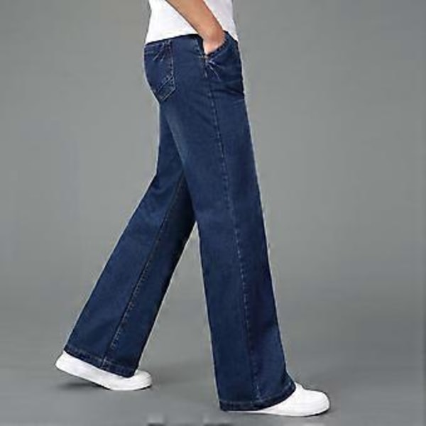 Nye Tynde Sommer Herre Flare Jeans Høj Talje Lange Flare Jeans til Mænd Jeans Hommes Bell Bottom Jeans Mænd (32 mørkeblå)