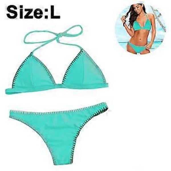 Bikini Baddräkt för Kvinnor Triangel String Halter Tvådelad Baddräkt Set