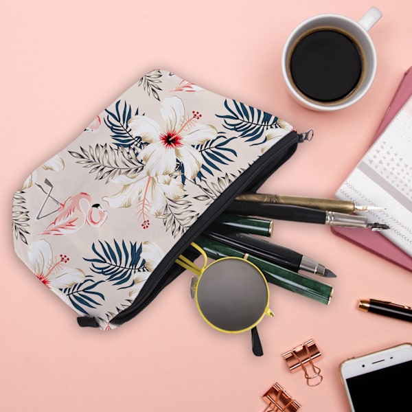 Blå dröm Kosmetisk väska med dragkedja (Flamingo Beige