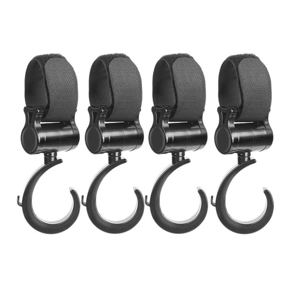4 stk. Barnevognskroge Barnevognsposekrog Mor Buggy Clips Sort 360