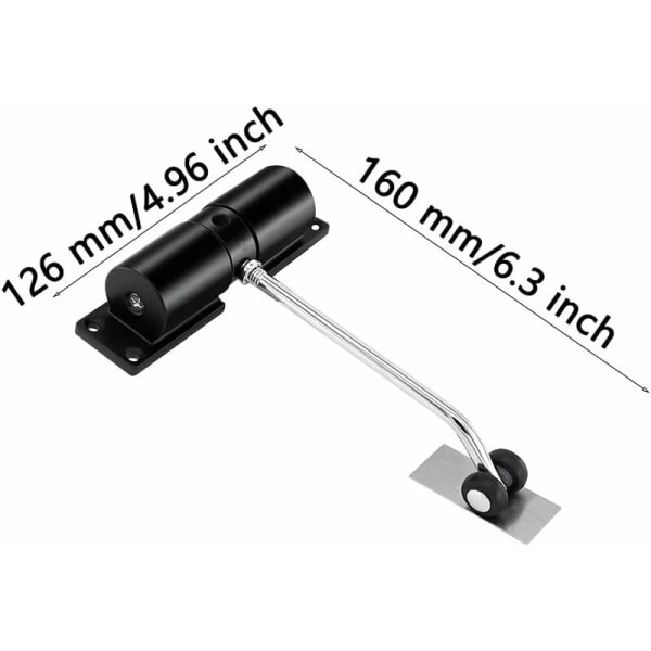 1 stk Dørlukker, Automatisk Fjærlukker, Justerbar Stål, Svart