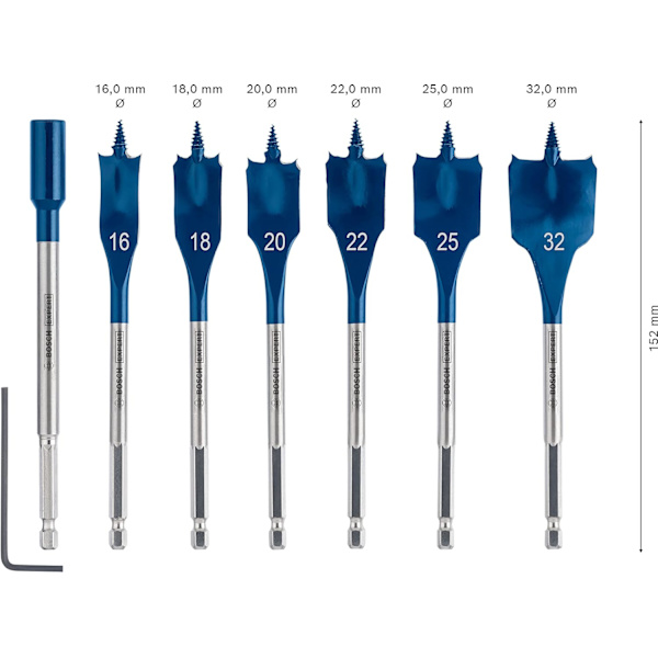 Professionell låda med 7x Expert SelfCut Speed ​​planbits (för barrträ, spånskiva, Ø 16-32 mm, Impact