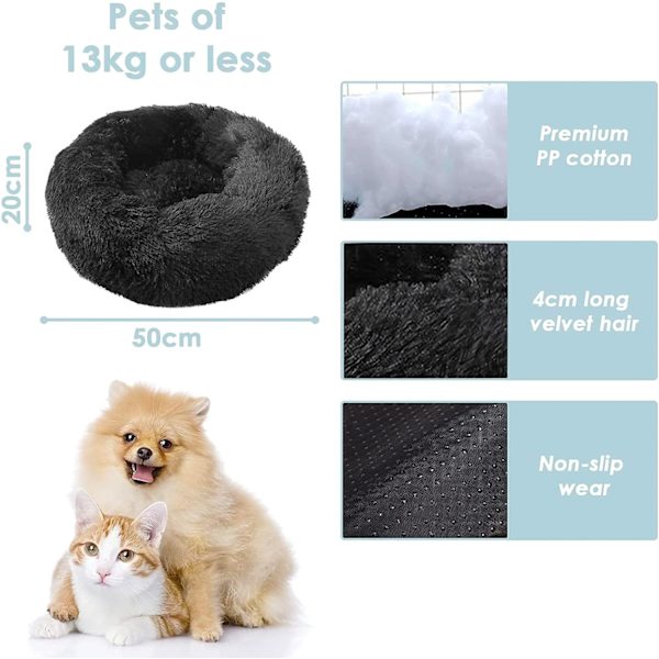 Rund kudde 50 cm husdjursbädd kudde för kattkorg hund kattbädd Rou