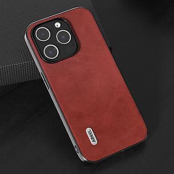 Kalveskindstekstur PU-etui til iPhone 15 Pro (Rød)