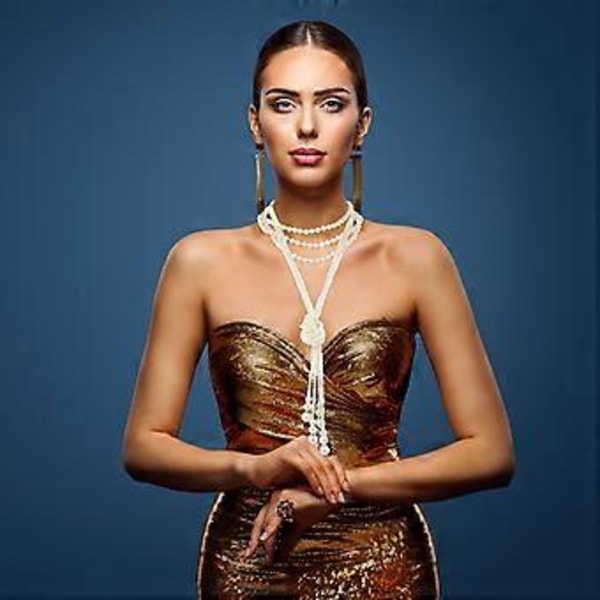 2 sæt perlehalskæde choker lang halskæde dame perlekæde halskæder kæde