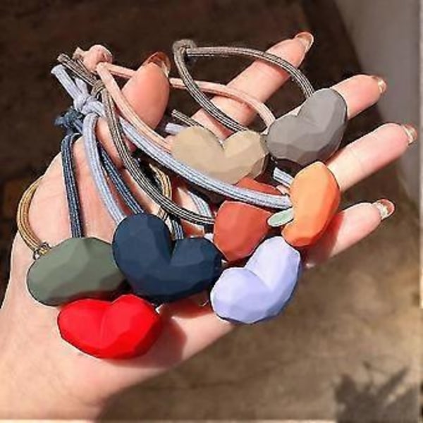 Sött hjärta knuten hårring rep kvinnor elastiska hästsvanshållare scrunchies (Röd)