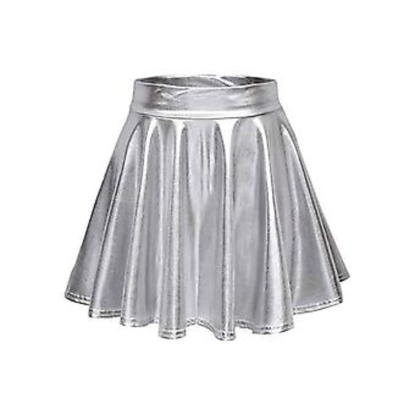 Glanset metallisk våtlook stretchy flared mini skater skjørt for kvinner/m/l/xl, 100% nytt (M)