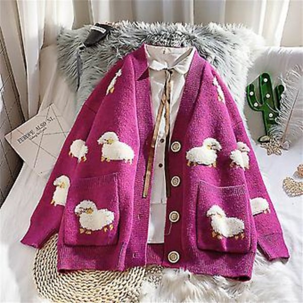 Kvinnors avslappnade långärmad randig lapptäcke lång kofta toppar blus kappa (het rosa)