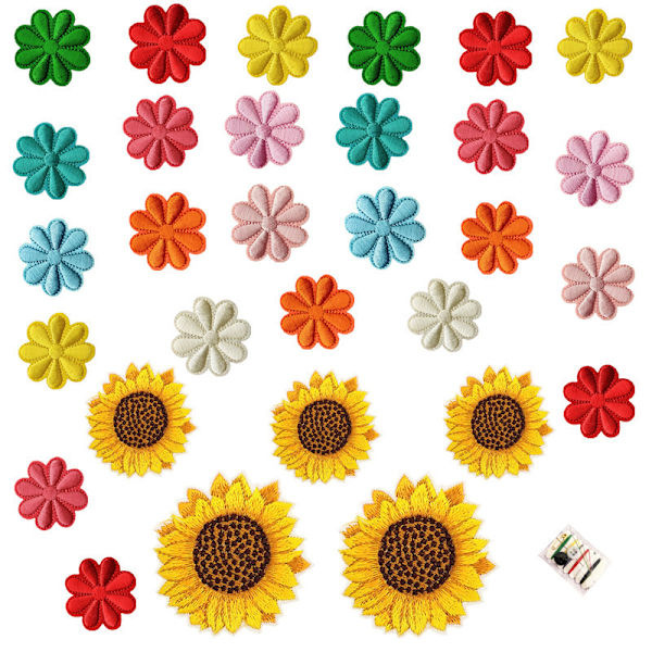 Stryge-på-patch, 30 stk. solsikkeblomst-patch-klistermærke stryge-på-patch