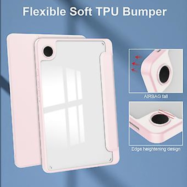3-delt lærveske for Samsung Galaxy Tab A9 (Rosa)