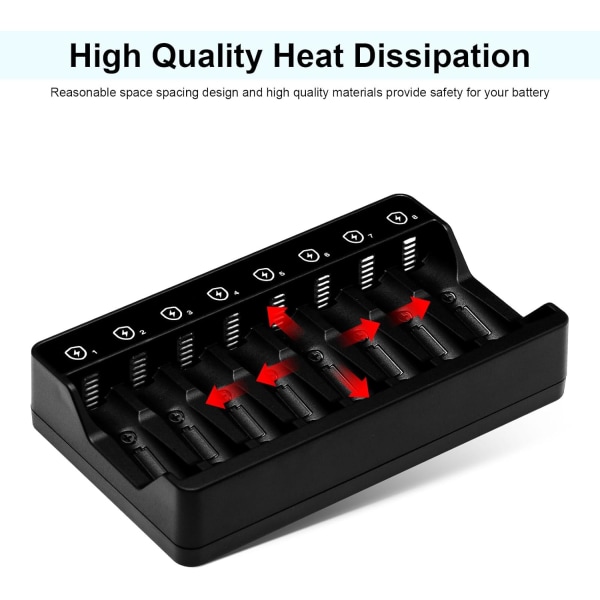 Genopladelig AA, oplader 8 slots 1.5v,1.2v Nimh ni CD AA AAA batteritype - C (USB hurtigopladning, Sepa