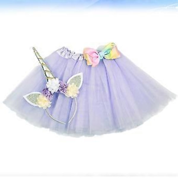1 Set Muodikkaat Lasten Tutu-mekko ja Päänpantasetti Yksisarvinen Päänpanta Tutu-hame Paketti Lasten Syntymäpäiväjuhliin Yksisarvinen Asuste (Lavendel)