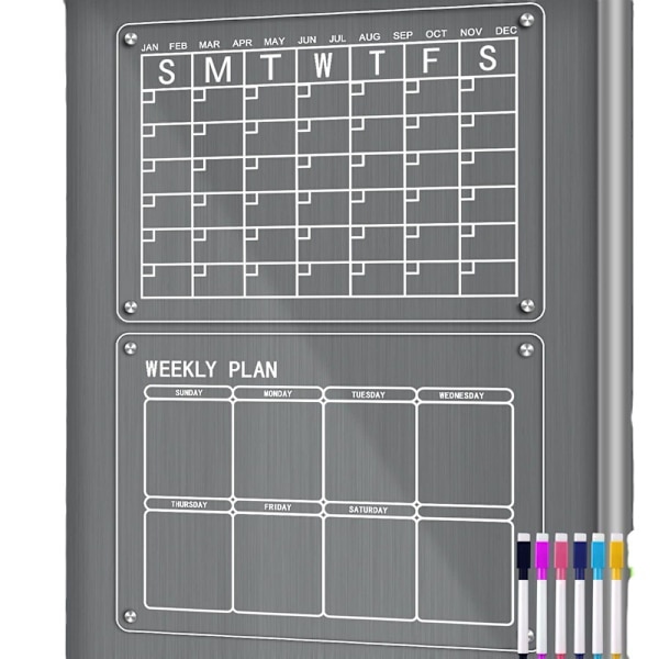 Set med 2 magnetiska kylskåpskalendrar 30x40cm Transparent raderbar B