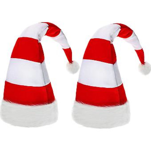 2 Styk Røde og Hvide Stribede Julemandshuer Lange Filt Julehatte til Jul Nytår Fest Dekorationer Klassisk Cosplay Kostume