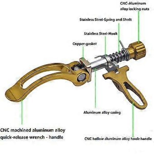 Hurtigudløser til foldbare cykelsæder, klemme i aluminiumslegering til sadelpind til foldbare cykler og pendlere guld (guld)
