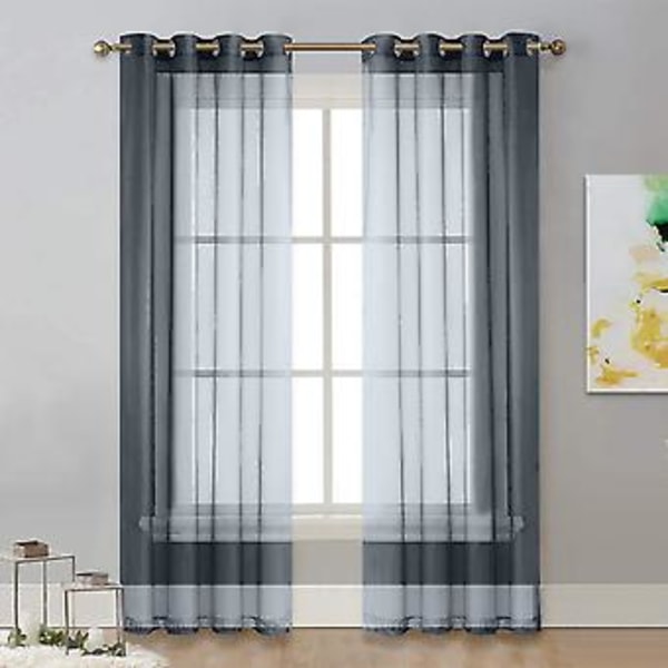 Tulles Taustaverhot Puolihimmeä Elegantti Verho Häihin (134*270 Punch Vihreä)