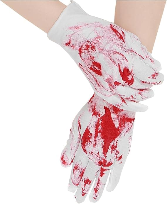 Halloween Blodstänkta Kostymhandskar, Vit Polyester, Vuxenstorlekar