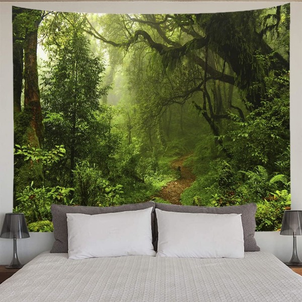 (150x200cm,59"X79") Forest Wall Tapestry Large Green Tree White M