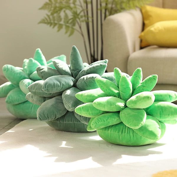 9,8 tum Succulent Kudde, Söta Stoppade Växt Plyschkuddar, 3D Succ