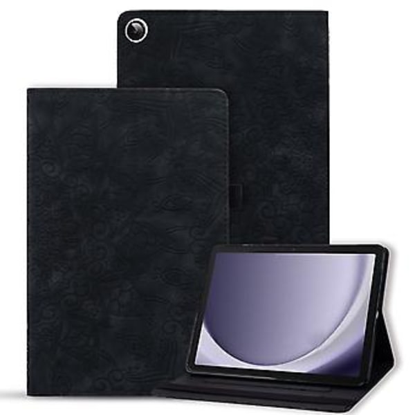 Præget Læderetui Til Samsung Galaxy Tab A9+ (Sort)