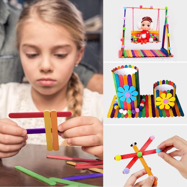 Træpinde, 200 stk. træpinde, kreative DIY hobby træpinde