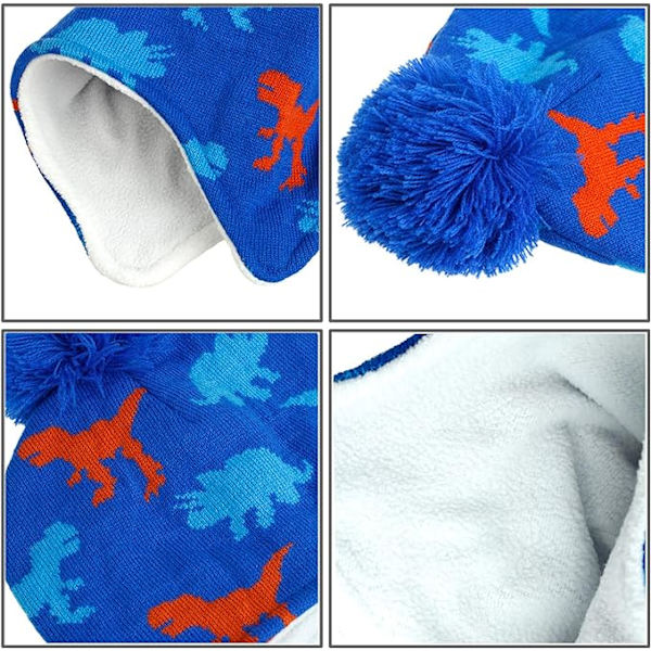 2 i 1 Barn Lue og Skjerf Vinter Varm Tykk Fleece Fôr Strikket