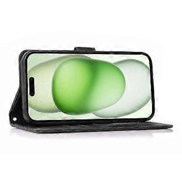 iPhone 15 Plus -puhelimen nahkakuori, lompakko ja teline, irrotettava 2-in-1 -kotelo