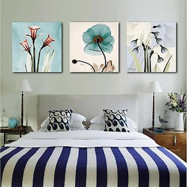 Wekity Väggkonst Canvas Print Poster med klara blommor, enkel abstrakt konstteckning Dekoration för hem vardagsrum sovrum kontor och barnrum (set om 3