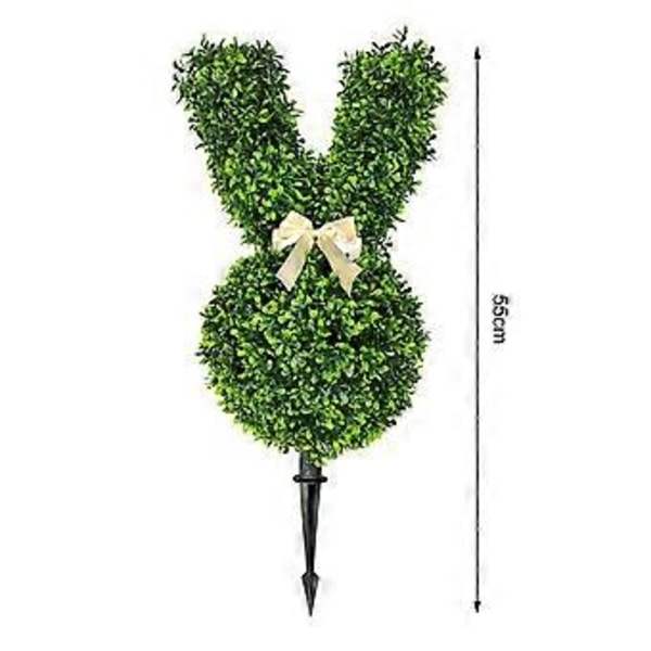 Kunstig Kanin Topiary Plante 55cm Grøn Påske Kanin Topiary Træ Falske Buskplanter med Jordspyd til Hjemmehave Plæne Påskepynt