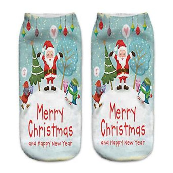 Unisex Julstrumpor Roliga Ankelstrumpor Tomte Korta Strumpor Presenter (8 Par God Jul)
