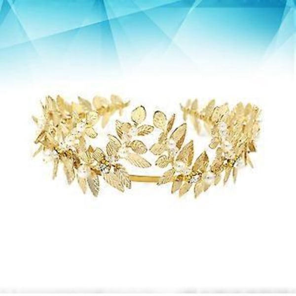 Tredimensjonale Blader High-end Perle Bryllup Hodebånd Rhinestone Tiara Hodeplagg Kvinner Bryllup Hårtilbehør (Gull)