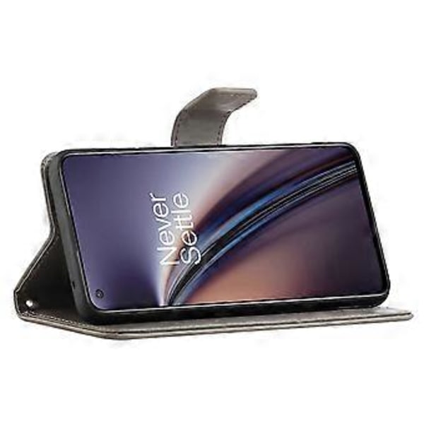 Blomster-Sommerfugl-Præget Læderpung Stativ Telefon Cover med Snøre til OnePlus Nord 2 5G