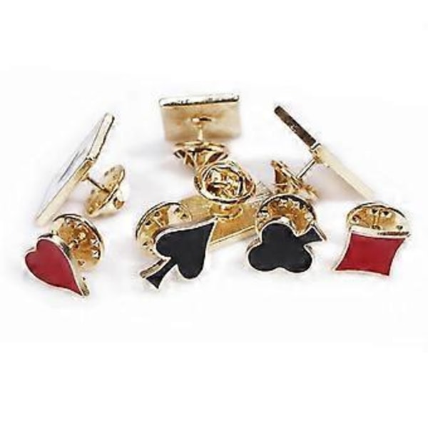 Sæt med 4 dragtnåle Pokerkort Broche Badge Kraveben Pins Legeringsmateriale Reversnåle Egnet til skjorter Tørklæder Revers (A)