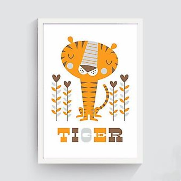 Wekity Søt Tegneserie Dyr 2 Veggkunst Lerret Trykk Poster, Enkel Søt Streker Kunsttegning Dekor for Hjem Stue Soverom Kontor og Barnerom