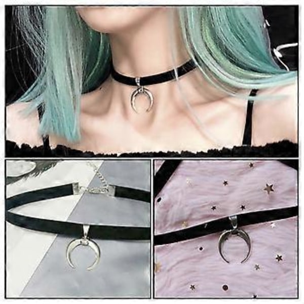 Punk Choker Måne Stjerne Choker Halskjede Måne Charm Choker Choker Vampyr O-Ring Choker Lo Krage Choker