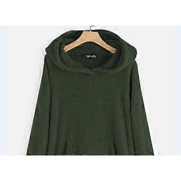 Hættetrøje med lange ærmer, dobbeltsidet fløjl, mellemlang, asymmetrisk sweatshirt med lomme og knapdekoration (M)