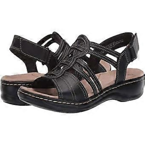 Dames Ortopediske Flat Sandaler Komfortable Sko Sandaler Åpen Tå Ortopedisk Flat (41 Svart)